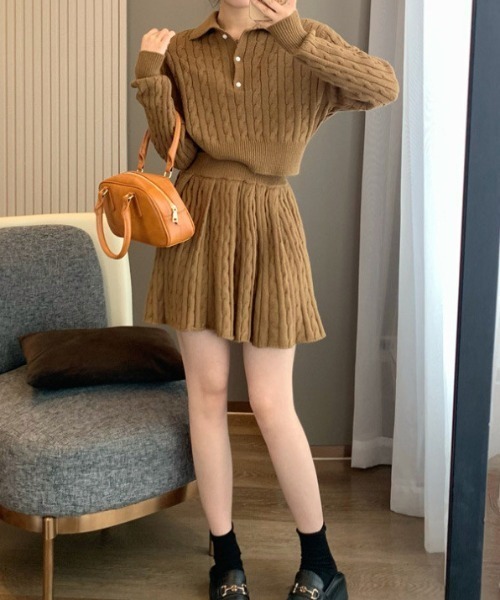 gossip!ロサンゼルス(ゴシップロサンゼルス)の「ケーブルニット ガーリーセットアップ(アンサンブル・レディース・オフホワイト/キャメル/ライトグレー/ダークグレー・FREE)」の16枚目の写真