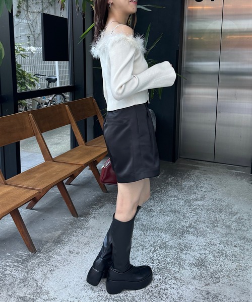 Chico(チコ)の「ファーオフショルデザインニット(ニット/セーター・レディース・グレー/ブラック/アイボリー/ピンク/ベージュ・FREE)」の13枚目の写真