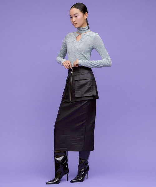 THINGS THAT MATTER（シングス ザット マター）の「OUT POCKET BELT TIGHT SKIRT / アウトポケットベルトタイトスカート（スカート・レディース・ブラック/アイボリー・FREE）」の11枚目の写真