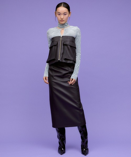 THINGS THAT MATTER（シングス ザット マター）の「OUT POCKET BELT TIGHT SKIRT / アウトポケットベルトタイトスカート（スカート・レディース・ブラック/アイボリー・FREE）」の14枚目の写真