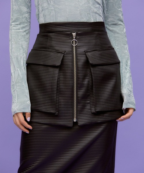 THINGS THAT MATTER（シングス ザット マター）の「OUT POCKET BELT TIGHT SKIRT / アウトポケットベルトタイトスカート（スカート・レディース・ブラック/アイボリー・FREE）」の15枚目の写真