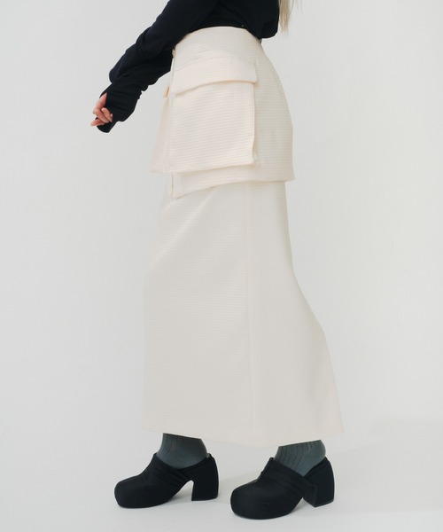 THINGS THAT MATTER（シングス ザット マター）の「OUT POCKET BELT TIGHT SKIRT / アウトポケットベルトタイトスカート（スカート・レディース・ブラック/アイボリー・FREE）」の22枚目の写真