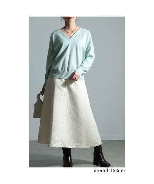 Sawa a la mode（サワアラモード）の「Vネックハイゲージニット（ニット/セーター・レディース・ダークグレー/オートミール/ミント/ピンク・FREE）」の13枚目の写真