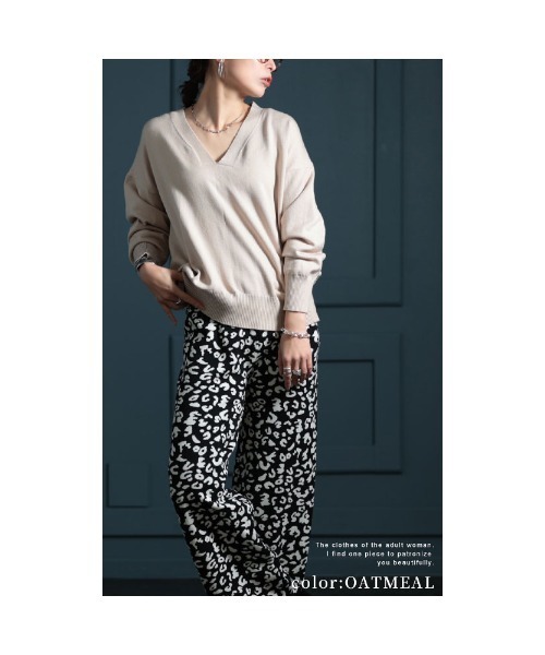 Sawa a la mode（サワアラモード）の「Vネックハイゲージニット（ニット/セーター・レディース・ダークグレー/オートミール/ミント/ピンク・FREE）」の21枚目の写真