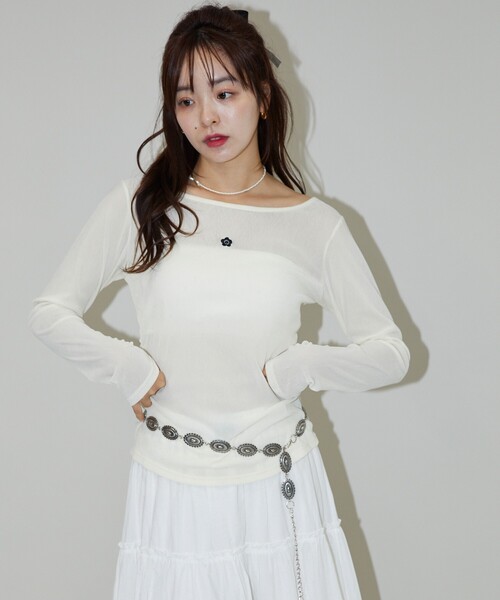 新品未使用:MARY QUANT × PUBLUX/ シアー リボン付きトップス PUBLUX（パブリュクス）の「MARY QUANT × PUBLUX/マリークワント