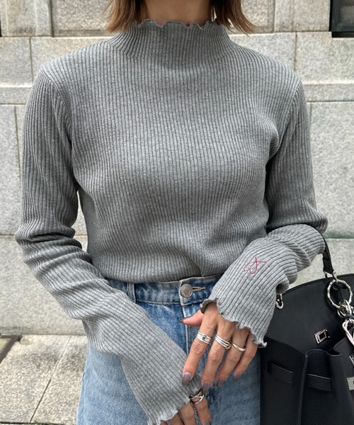 セール】ハート刺繍メロウリブニット（chiica original）/ メロー 刺繍