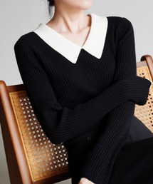 deux amour | えり付きリブニットトップス(ニット/セーター)