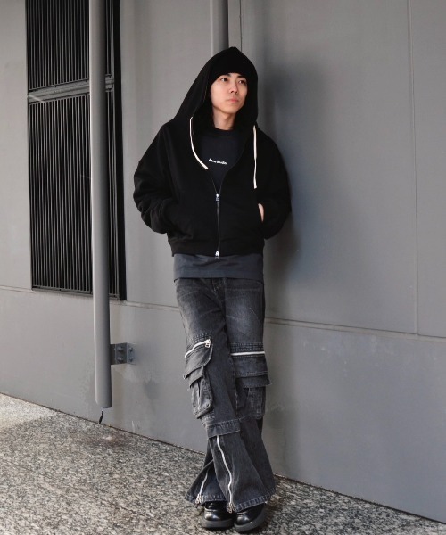 ANDRAP（アンドラップ）の「ANDRAP/アンドラップ/ZIP SHORT PK/ジップショートパーカー（パーカー・メンズ・ホワイト/ブラック/グレー・M/L/XL）」の19枚目の写真