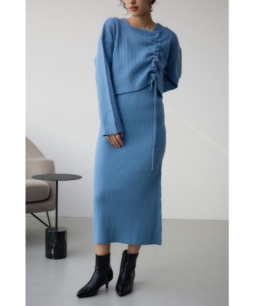 AZUL by moussy(アズールバイマウジー)の「【2セット!トップス&ワンピース】【身長/骨格別着用画像あり】レイヤードセットニットワンピース 秋服 春服 冬服 ノースリーブワンピース ニットトップス(ワンピース・レディース・ブルー/アイボリー/ブラック・FREE)」の16枚目の写真