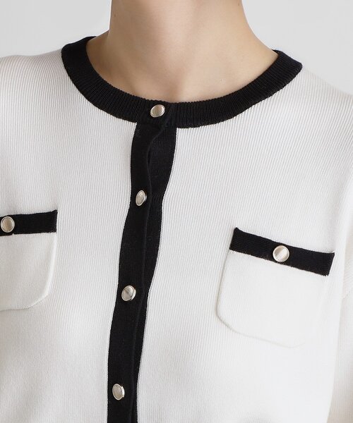 grove（グローブ）の「バイカラーコンパクトカーディガン（カーディガン/ボレロ・レディース・オフホワイト/グレー/ライトベージュ/ネイビー・01/02/03/04/05）」の12枚目の写真