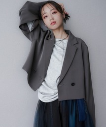 グレー系ショートジャケット ZARA - ザラ ZARA ブークレ ショート ジャケット XS GRAY(グレー