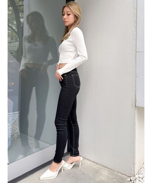 GYDA（ジェイダ）の「GDロゴラインストーンテレコトップス（Tシャツ/カットソー・レディース・ブラック/オフホワイト・FREE）」の11枚目の写真