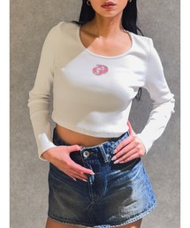 GYDA | GDロゴラインストーンテレコトップス(Tシャツ/カットソー)