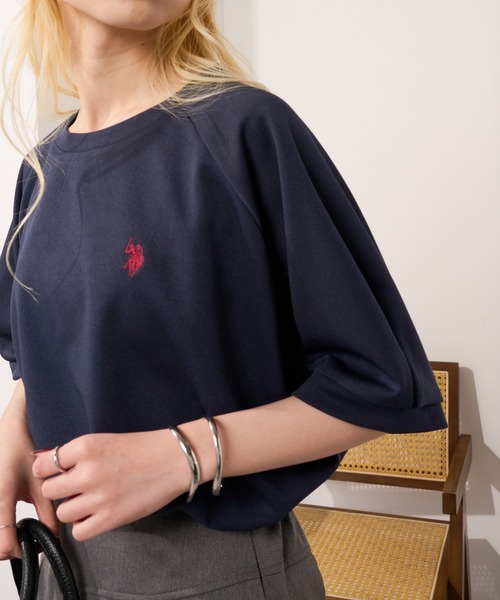 U.S. POLO ASSN.(ユーエスポロアッスン)の「【U.S. POLO ASSN.】ワンポイントクルードルマンプルオーバーTシャツ(Tシャツ/カットソー・レディース・ネイビー/アイボリー/グリーン・FREE)」の3枚目の写真