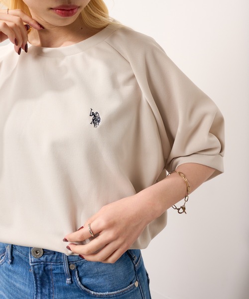 U.S. POLO ASSN.(ユーエスポロアッスン)の「【U.S. POLO ASSN.】ワンポイントクルードルマンプルオーバーTシャツ(Tシャツ/カットソー・レディース・ネイビー/アイボリー/グリーン・FREE)」の4枚目の写真