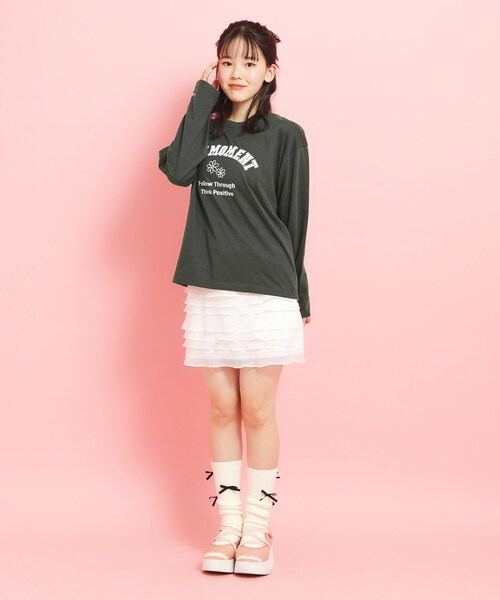 PINK-latte（ピンクラテ）の「カレッジフラワーロンT（Tシャツ/カットソー・キッズ・アイボリー/ライトパープル/グレー/ベビーピンク/ライトブルー・16/14/13/15 ）」の15枚目の写真