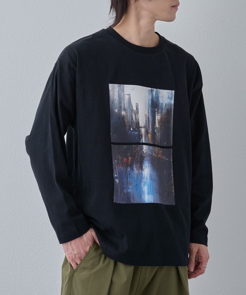 COLONY 2139（コロニートゥーワンスリーナイン）の「水彩画プリント長袖T（Tシャツ/カットソー・メンズ・ブラック/ホワイト・MEDIUM/LARGE）」の7枚目の写真