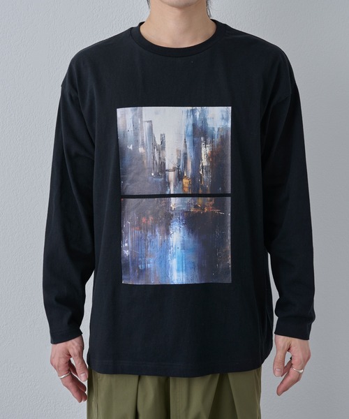 COLONY 2139（コロニートゥーワンスリーナイン）の「水彩画プリント長袖T（Tシャツ/カットソー・メンズ・ブラック/ホワイト・MEDIUM/LARGE）」の21枚目の写真