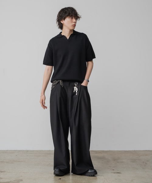 miu miu ❗ハイゲージニット　ポロシャツ　size/M❗ ネイビー カシミヤ ニット ポロシャツ | Miu Miu