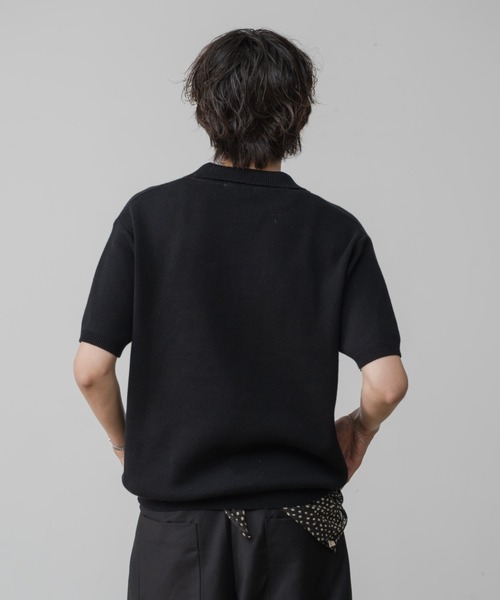 INTER FACTORY（インターファクトリー）の「DAIKI ハイゲージニットポロシャツ - made in INTER FACTORY -（ポロシャツ・メンズ・ブルー/ブラック・SMALL/MEDIUM/LARGE）」の5枚目の写真