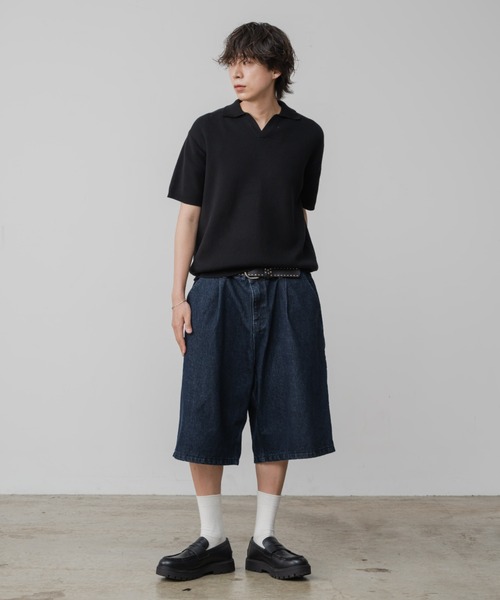 INTER FACTORY（インターファクトリー）の「DAIKI ハイゲージニットポロシャツ - made in INTER FACTORY -（ポロシャツ・メンズ・ブルー/ブラック・SMALL/MEDIUM/LARGE）」の6枚目の写真