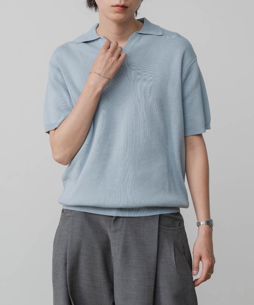 INTER FACTORY（インターファクトリー）の「DAIKI ハイゲージニットポロシャツ - made in INTER FACTORY -（ポロシャツ・メンズ・ブルー/ブラック・SMALL/MEDIUM/LARGE）」の17枚目の写真