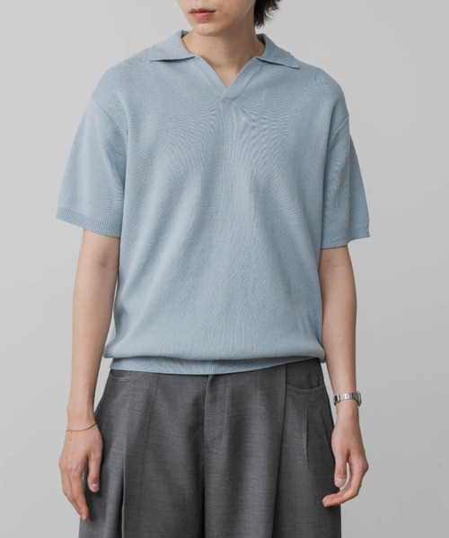 INTER FACTORY（インターファクトリー）の「DAIKI ハイゲージニットポロシャツ - made in INTER FACTORY -（ポロシャツ・メンズ・ブルー/ブラック・SMALL/MEDIUM/LARGE）」の18枚目の写真