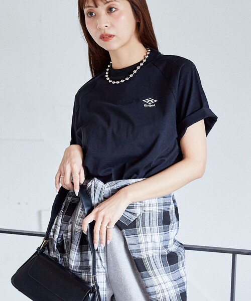 UMBRO × PUBLUX/アンブロ ワンポイント刺繍 リンガーTシャツ