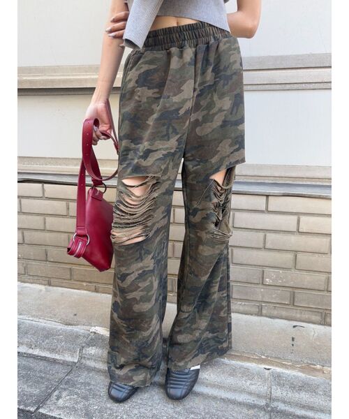 EVRIS（エヴリス）の「ハードダメージカモフラスウェットパンツ（スウェットパンツ・レディース・グレー/カーキ・FREE）」の22枚目の写真