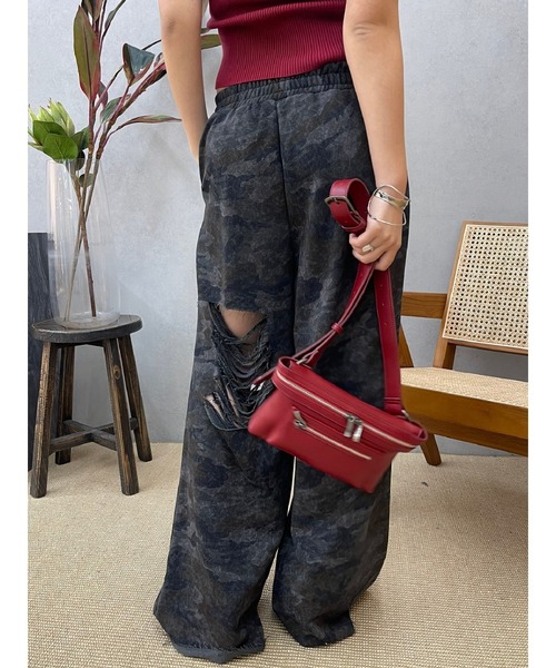 EVRIS（エヴリス）の「ハードダメージカモフラスウェットパンツ（スウェットパンツ・レディース・グレー/カーキ・FREE）」の14枚目の写真