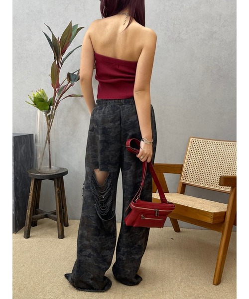 EVRIS（エヴリス）の「ハードダメージカモフラスウェットパンツ（スウェットパンツ・レディース・グレー/カーキ・FREE）」の11枚目の写真