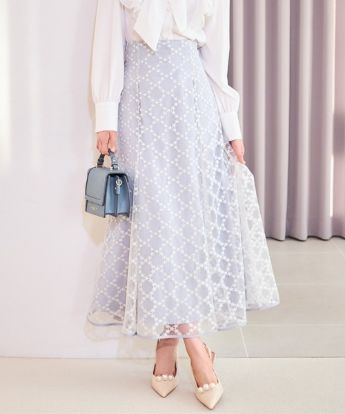 エンブロイダリーチュールソフトマーメイドスカート（スカート  