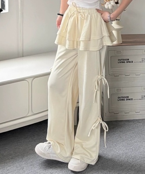 ウエストフリルスウェットパンツ SNSで話題の！】ウエストフリルスウェットパンツ | OLIVE des