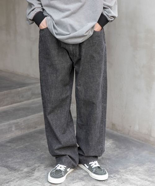 FORK&SPOON（フォークアンドスプーン）の「FORK&SPOON　綿麻デニム5ポケットパンツ（デニムパンツ・メンズ・ブラック/ワンウォッシュ・4/5）」の2枚目の写真