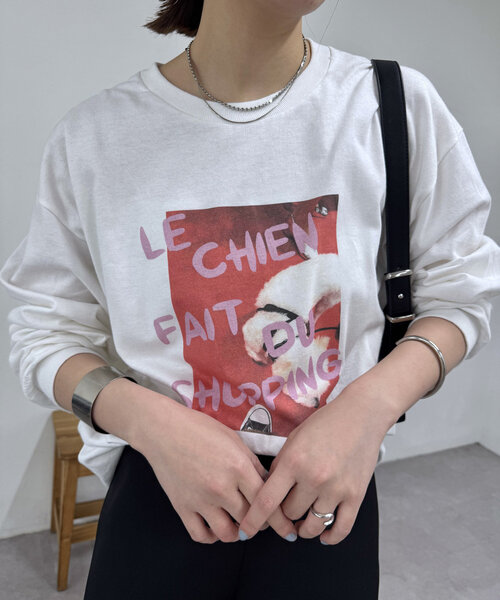 mystic(ミスティック)の「PARIS フォトロングTシャツ2(Tシャツ/カットソー・レディース・ベージュ/レッド・FREE)」の1枚目の写真