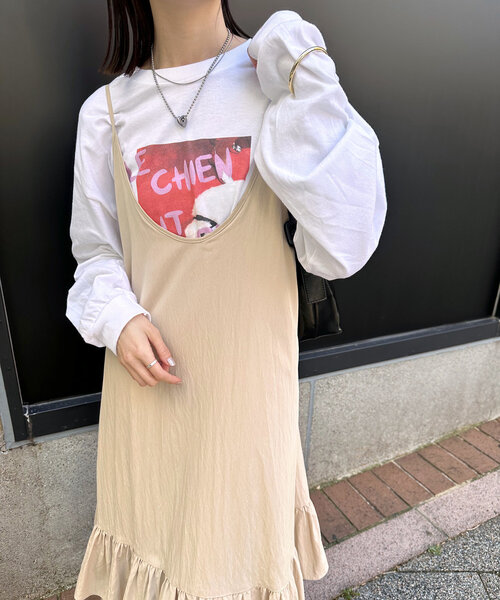 mystic(ミスティック)の「PARIS フォトロングTシャツ2(Tシャツ/カットソー・レディース・ベージュ/レッド・FREE)」の3枚目の写真