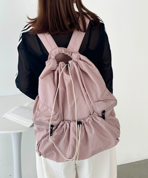 CLEA（クレア）の「ドローストリング大容量リュック（バックパック/リュック・レディース・ブルー/アイボリー/ブラック/カーキ/ピンク・FREE）」の20枚目の写真