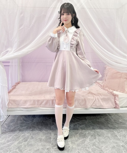 ROJITA（ロジータ）の「ロゴ入りネクタイ付きスリーブデザインワンピース（ワンピース・レディース・ピンク/ブラック/チェック・FREE）」の12枚目の写真