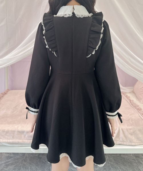 ROJITA（ロジータ）の「ロゴ入りネクタイ付きスリーブデザインワンピース（ワンピース・レディース・ピンク/ブラック/チェック・FREE）」の4枚目の写真