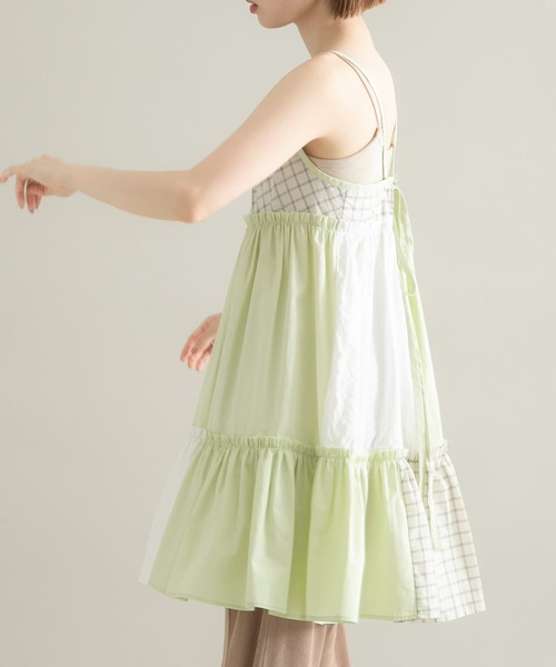 【KBF】新品タグ付き パッチワーク ミニキャミ ワンピース セール】パッチワークミニキャミワンピース(ワンピース)|KBF
