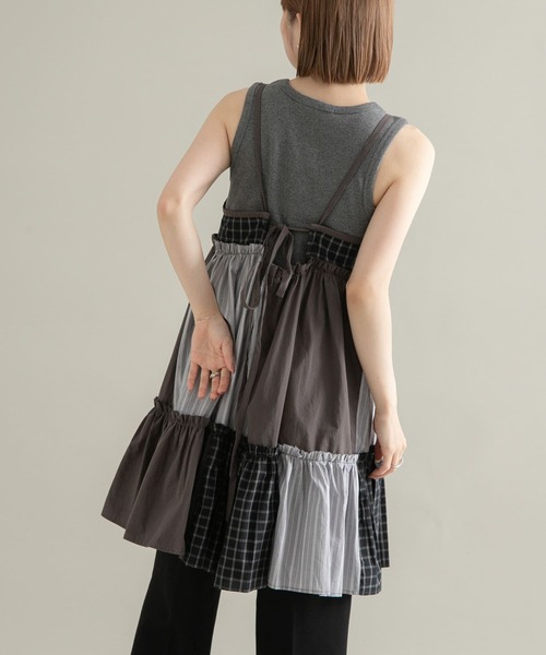 【KBF】新品タグ付き　パッチワーク　ミニキャミ　ワンピース セール】パッチワークミニキャミワンピース（ワンピース）｜KBF