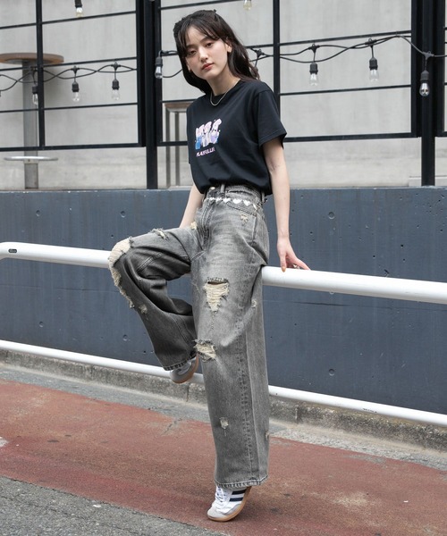 RAGEBLUE（レイジブルー）の「＜火曜び/TUESDAY＞コラボプリントTシャツ（Tシャツ/カットソー・レディース・オフホワイト/ブラック・FREE）」の3枚目の写真