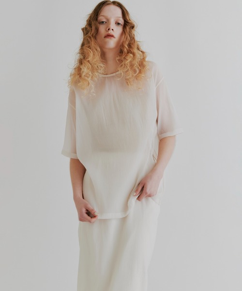 kiehtova（キエトヴァ）の「【kiehtova】SHEER CUT TIGHT SKIRT/シアー カット タイト スカート KTWR30　※（スカート・レディース・ブラック/アイボリー・L/M）」の5枚目の写真