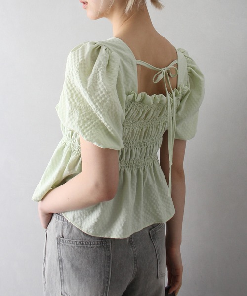 SpRay（スプレイ）の「シャ－リングスクエアネックトップス（シャツ/ブラウス・レディース・アイボリー/ブラック/ブルー/ホワイト/グリーン・FREE）」の14枚目の写真