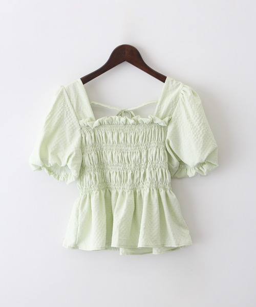 SpRay（スプレイ）の「シャ－リングスクエアネックトップス（シャツ/ブラウス・レディース・アイボリー/ブラック/ブルー/ホワイト/グリーン・FREE）」の17枚目の写真