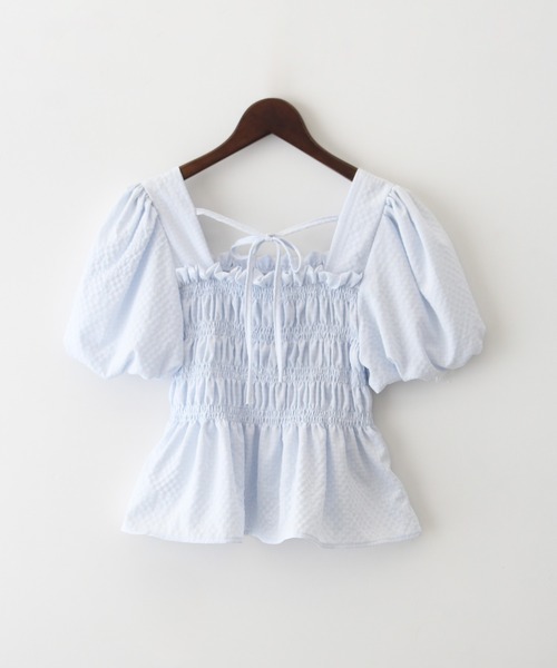 SpRay（スプレイ）の「シャ－リングスクエアネックトップス（シャツ/ブラウス・レディース・アイボリー/ブラック/ブルー/ホワイト/グリーン・FREE）」の18枚目の写真