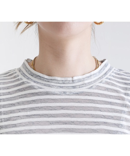 reca(レカ)の「シアーボーダーTシャツ(Tシャツ/カットソー・レディース・ブラック/グレー・M)」の15枚目の写真