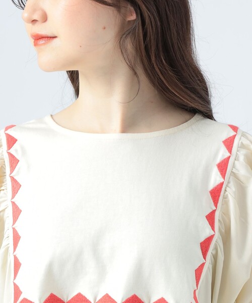 BEAMS HEART(ビームスハート)の「ギザ刺繍 異素材 Tシャツ(Tシャツ/カットソー・レディース・グリーン/ブラック/ホワイト系その他5・FREE)」の19枚目の写真