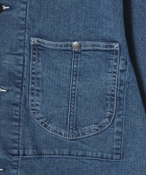 HANES（ヘインズ）の「Hanes/へインズ COVERALL DENIM JACKET/レギュラーフィット ストレッチ デニムジャケット/カバーオール/レディース メンズ（デニムジャケット・メンズ・ブルー/サックスブルー/ネイビー/ブラック・S/LL/M/L）」の21枚目の写真