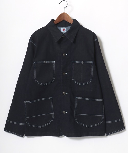 HANES（ヘインズ）の「Hanes/へインズ COVERALL DENIM JACKET/レギュラーフィット ストレッチ デニムジャケット/カバーオール/レディース メンズ（デニムジャケット・メンズ・ブルー/サックスブルー/ネイビー/ブラック・S/LL/M/L）」の8枚目の写真